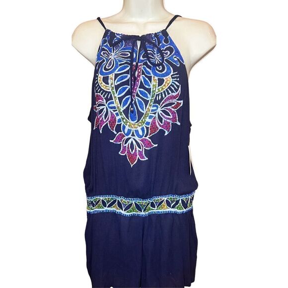 Trina Turk Lotus Batik Printed Sleeveless Romper, NWT Size Large - Picture 2 of 5